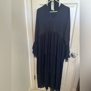 Dark navy blue flowy modern style abaya from Dubai. (New) medium size